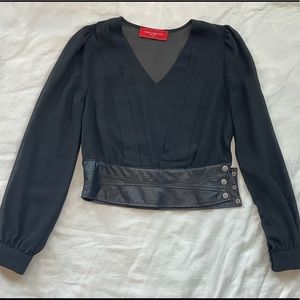 V neck black blouse